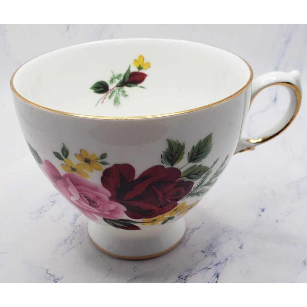 Tea Cup and Saucer Queen Anne Bone China Roses Pattern - Picture 8 of 14